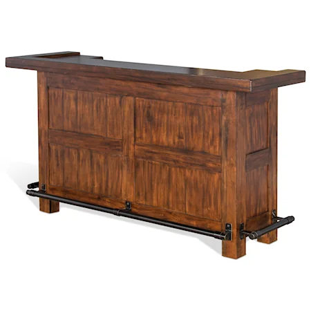 Rustic Bar with Removable Wine Rack and 3 Drawers